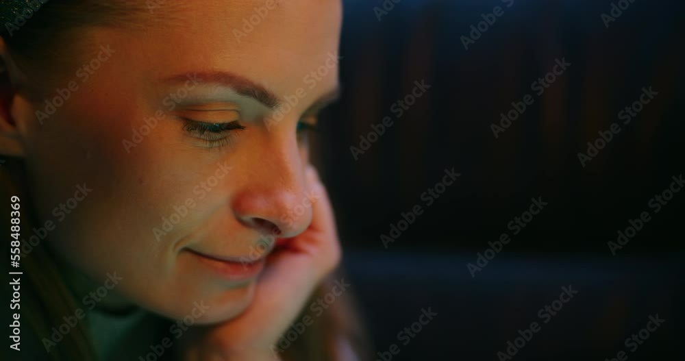 Woman Working on Digital Tablet Browsing Social Media