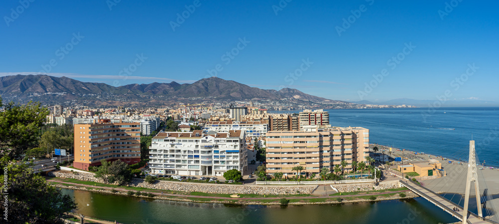 Panoramic view from Sohail Castle in Fuengirola, Spain on September 17, 2022