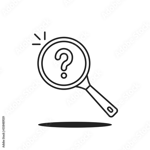 magnifying glass with question mark thin line icon