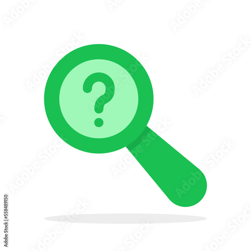 thin line magnifier black icon with question mark