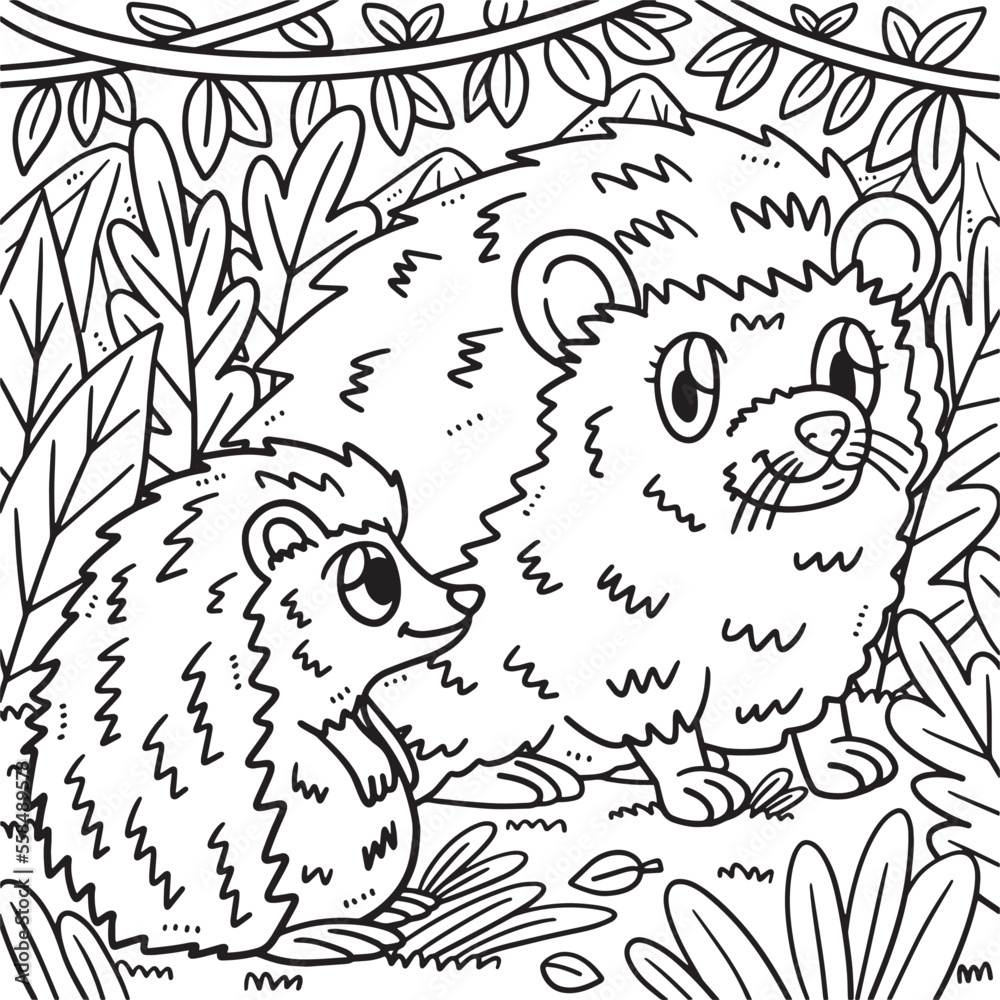 Mother Hedgehog and Hoglet Coloring Page for Kids