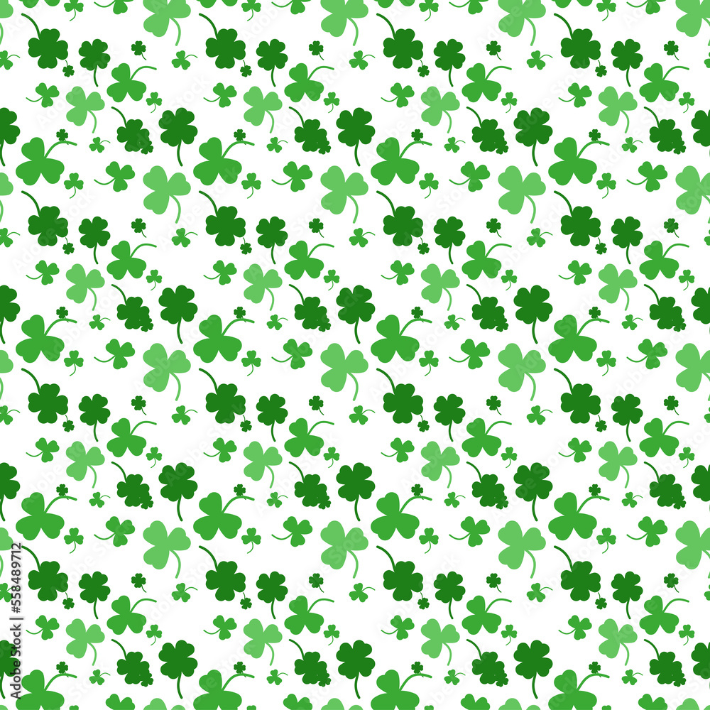 St Patrick s Day Clover seamless pattern. Vector illustration for lucky spring design with shamrock. Green clover isolated on white background. Ireland symbol pattern. Irish decor for web site. St Patrick s Day Clover seamless pattern. Vector illustration for lucky spring design with shamrock. Green clover isolated on white background. Ireland symbol pattern. Irish decor for web site.
