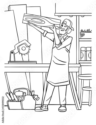 Carpenter Coloring Page for Kids