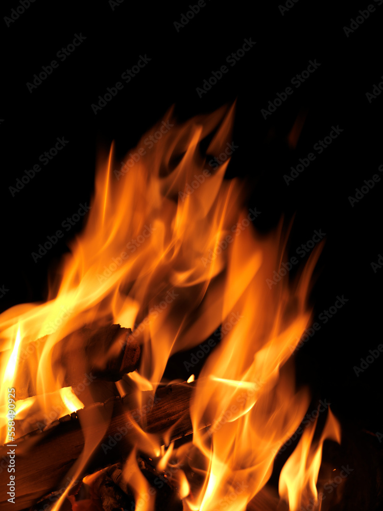 Fire flames isolated on black background Fire flames isolated on black background