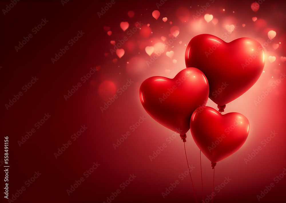 Hearts background. Happy Valentine's Day. Bokeh lights backdrop, elegant Valentine's Day card design. Generate by AI