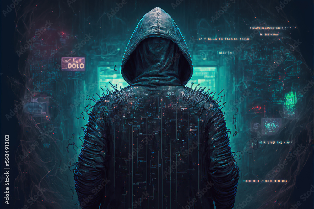 wallpaper portrait character hacker, hooded man, technology, sci