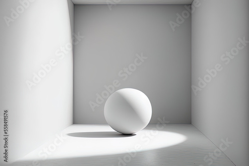 White sphere in a barren space. Generative AI © 2rogan
