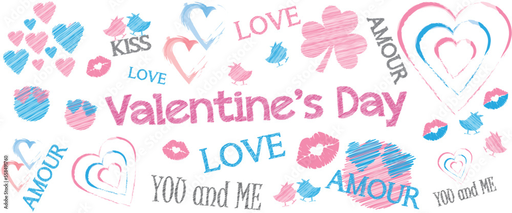 Valentine's Day card with shapes and texts Valentine's Day card with shapes and texts