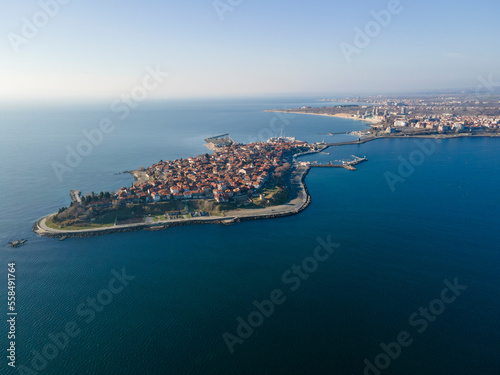 Aerial Sunrise view town of Nessebar, Bulgaria