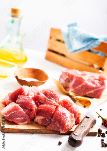 fresh meat on wooden board
