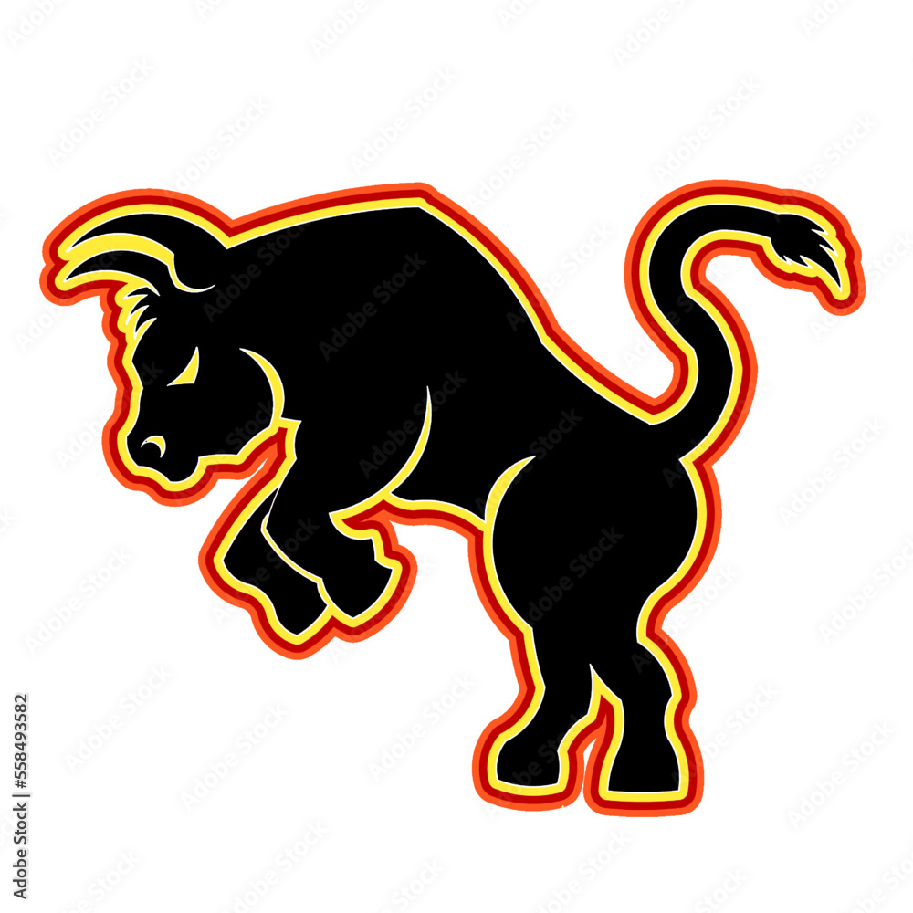 Obraz premium Colorful beauty of angry bull design for logo or commercial illustration 