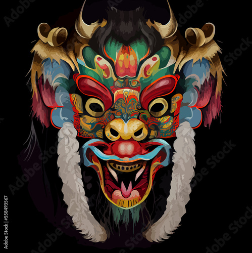 Vector illustration of a chinese dragon mask.