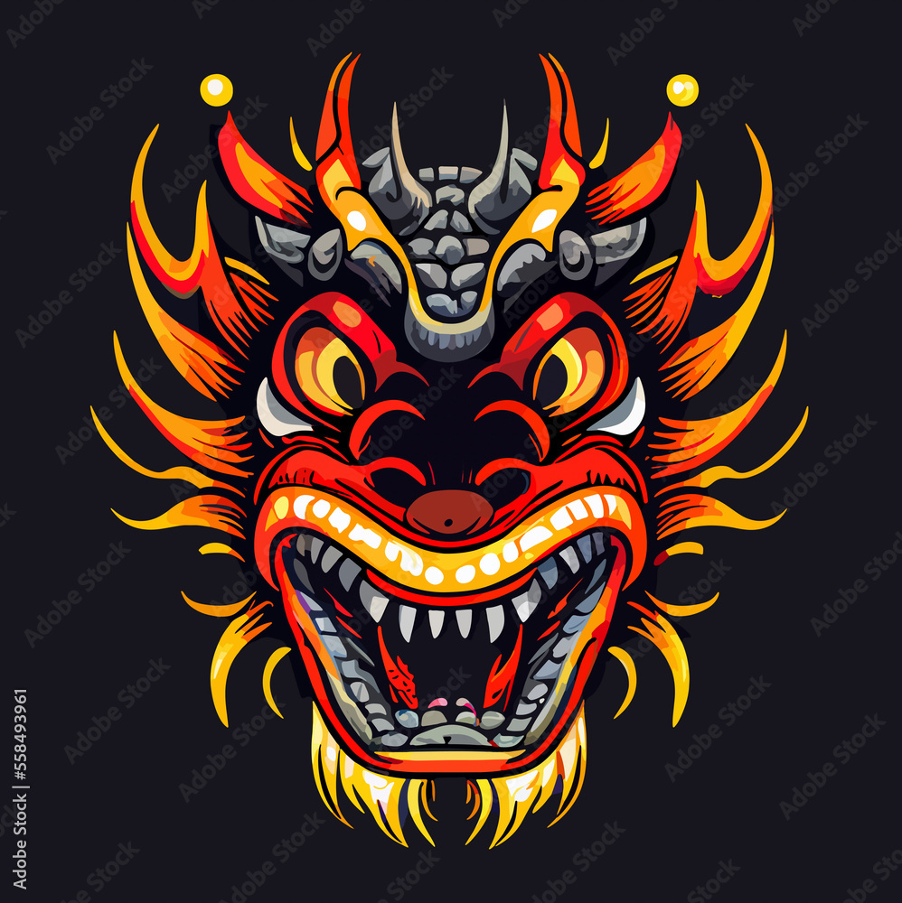 Vector illustration of a chinese dragon mask.