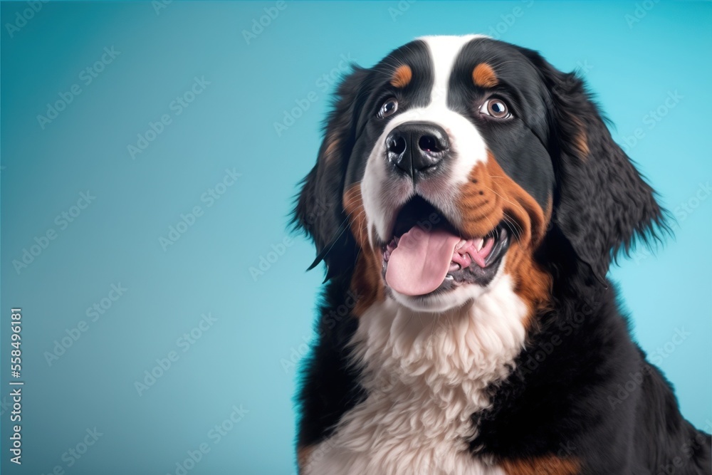 Beautiful pet portrait of dog, bernese bountain dog