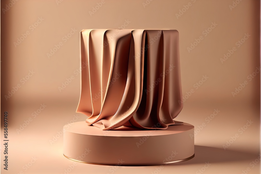 3D display podium beige background with pedestal. AI generated art illustration. 3D display podium beige background with pedestal. AI generated art illustration.