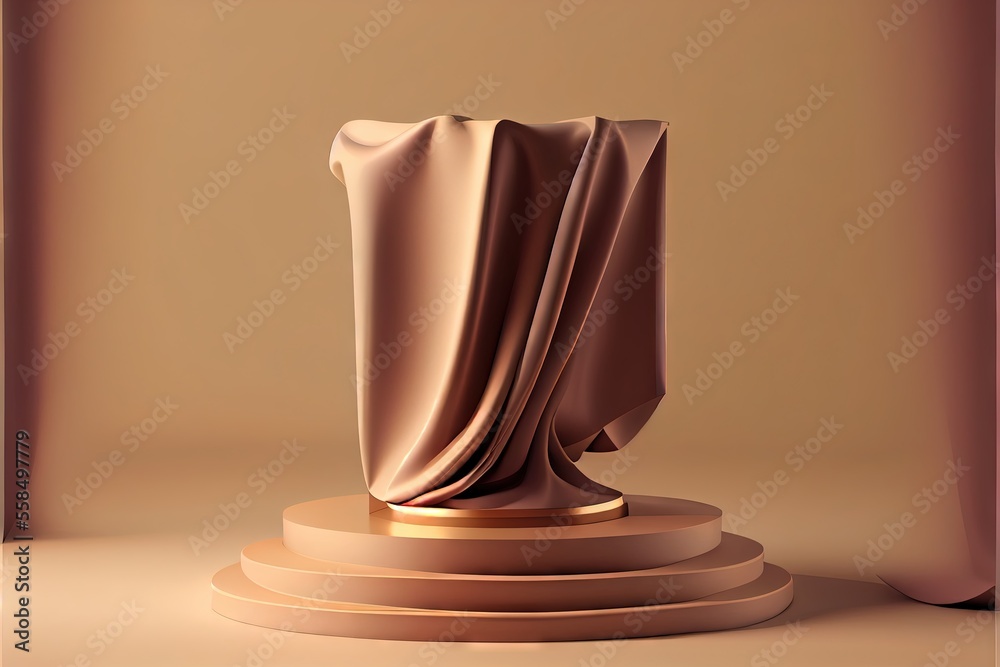 3D podium with fabric. AI generated art illustration.
3D podium with fabric. AI generated art illustration.