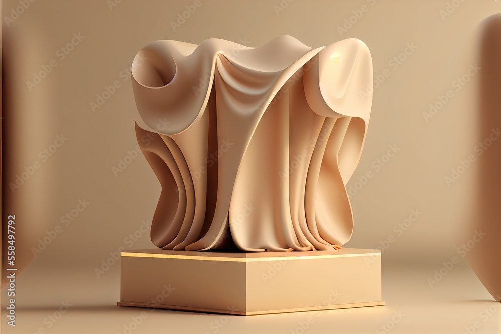 3D podium with fabric. AI generated art illustration.
3D podium with fabric. AI generated art illustration.