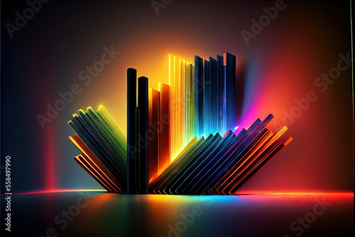 Abstract background of neon lines. AI generated art illustration.  