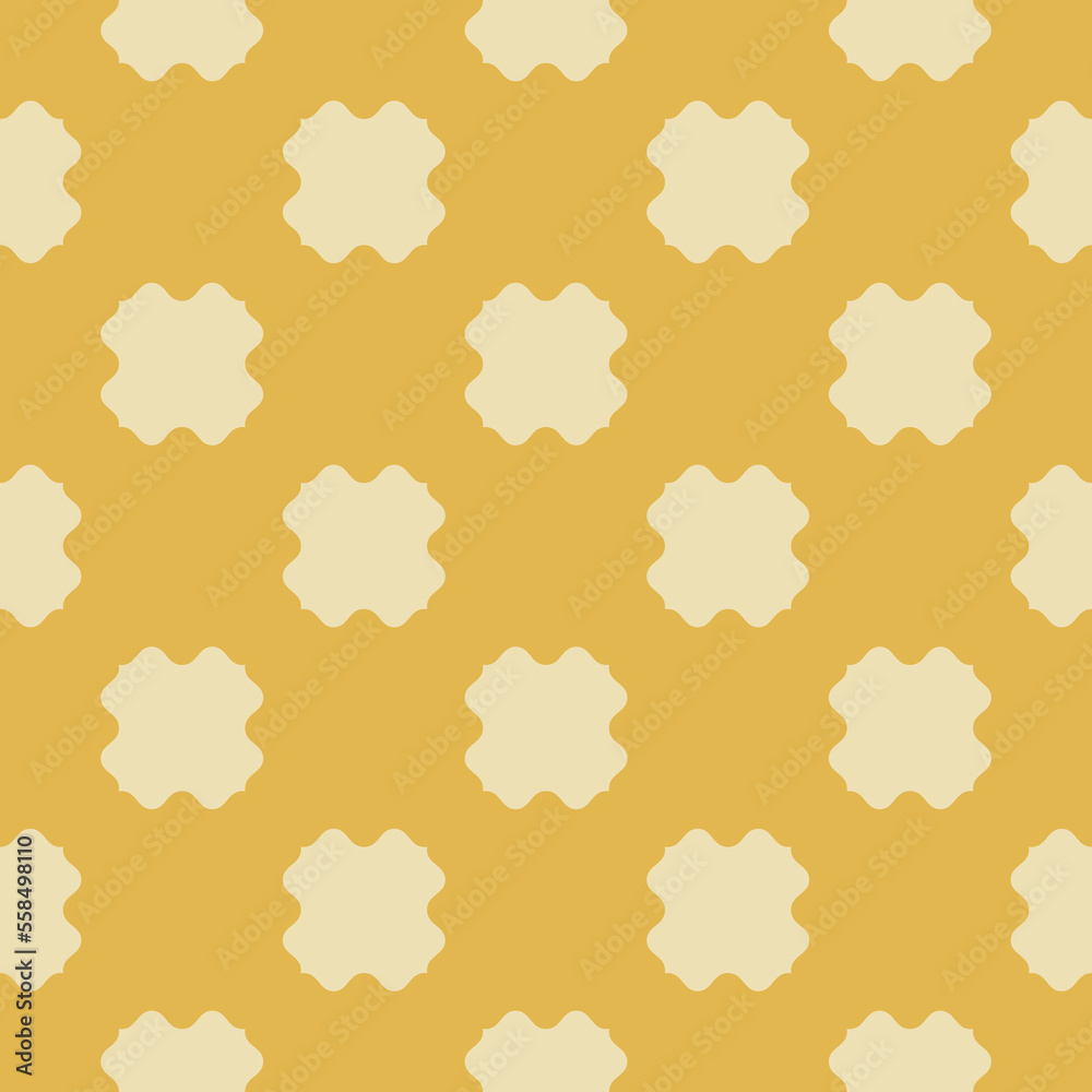Vector abstract geometric seamless pattern. Simple minimal ornament texture with flower silhouettes, curved shapes. Subtle minimalist background in yellow color. Elegant repeat design for decor, cloth Vector abstract geometric seamless pattern. Simple minimal ornament texture with flower silhouettes, curved shapes. Subtle minimalist background in yellow color. Elegant repeat design for decor, cloth