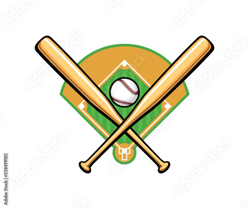Baseball Bat ball and field logo