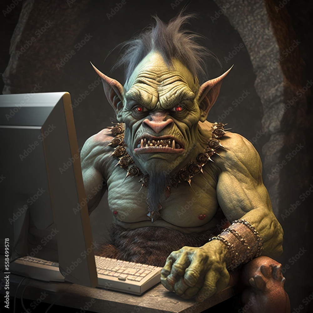Trollface Trolling Computer Computer troll, concept of internet bullying, aggressive conversation ...