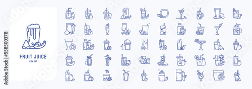Fruit and fruit juice icon set, Smoothie vector illustration