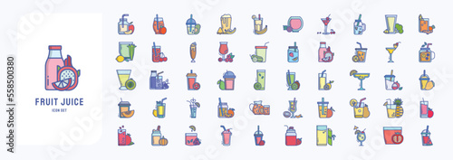 Fruit and fruit juice icon set, Smoothie vector illustration