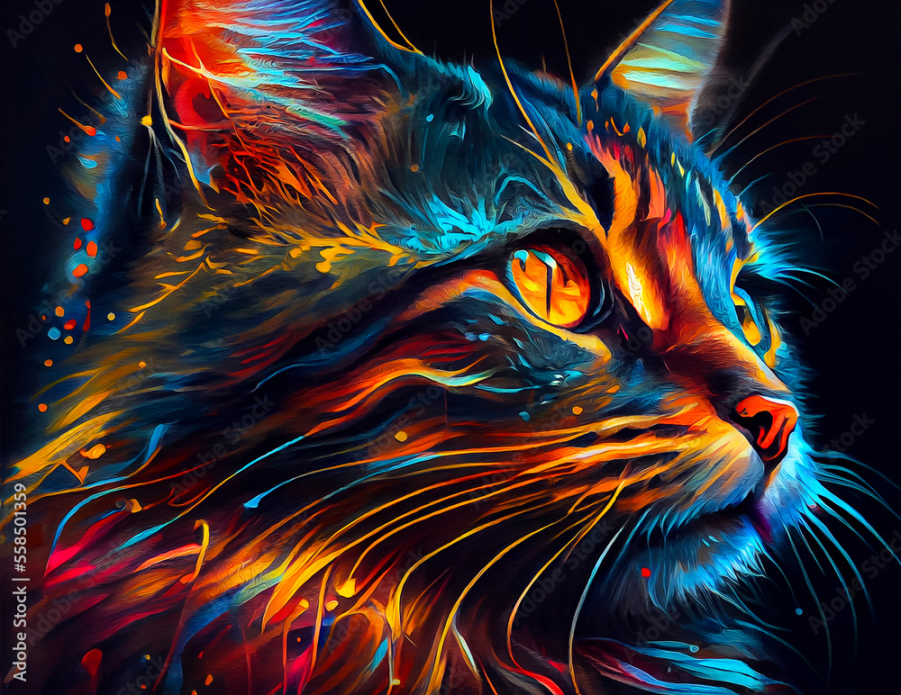 Colorful Cat illustration.