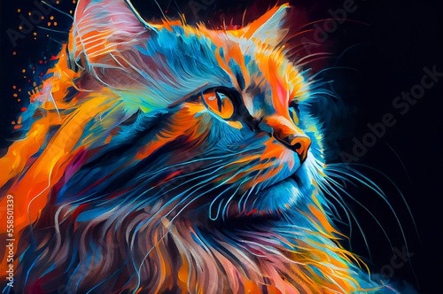 Colorful Cat illustration.