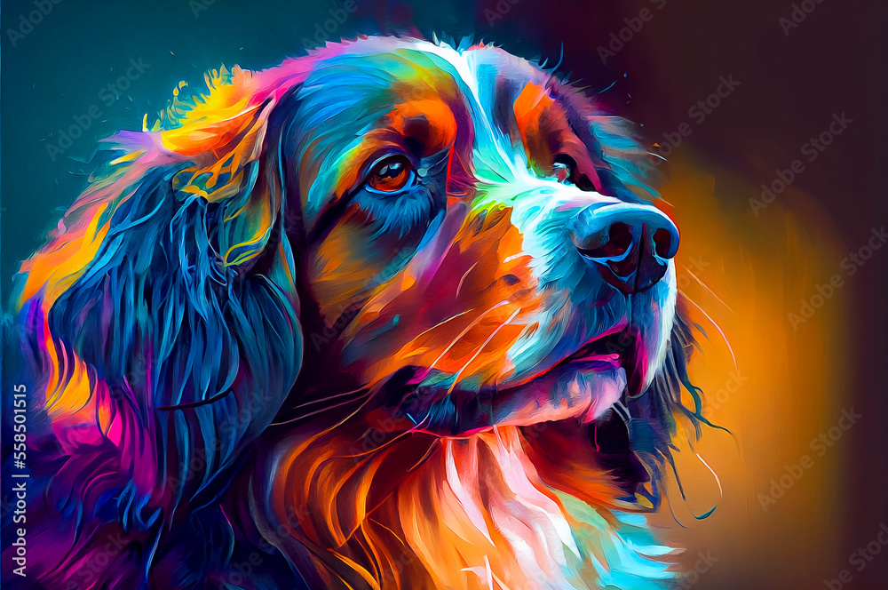 Colorful painting of a dog