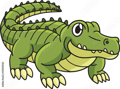  Crocodile Marine Animal Cartoon Colored Clipart