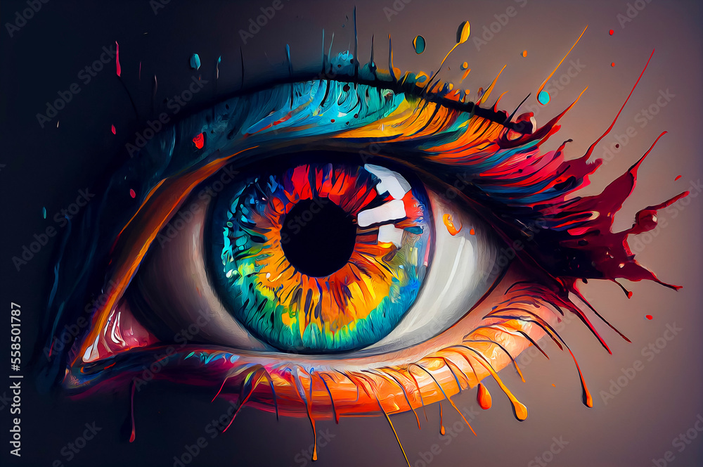 Colorful painting of a human eye