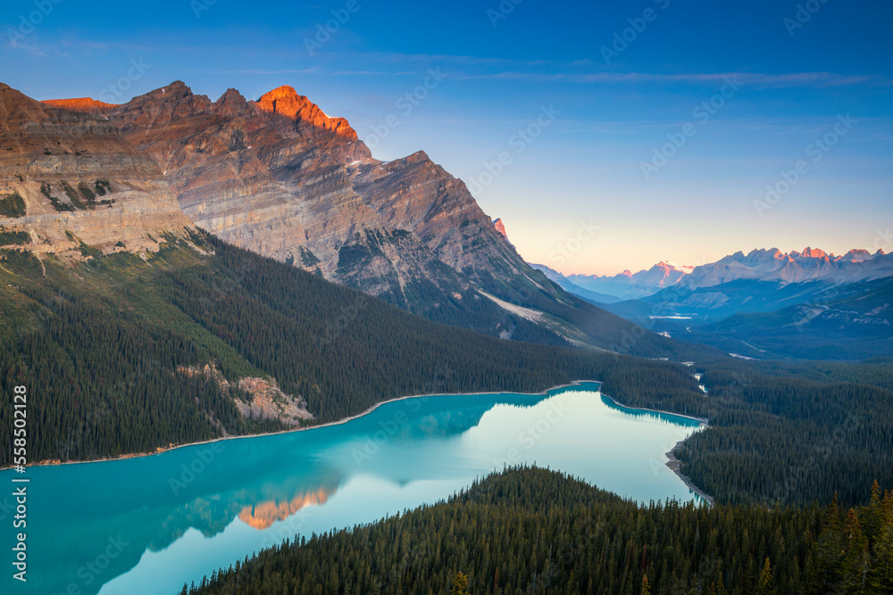 Obraz premium Morning over Peyto Lake in Canada's Banff National Park