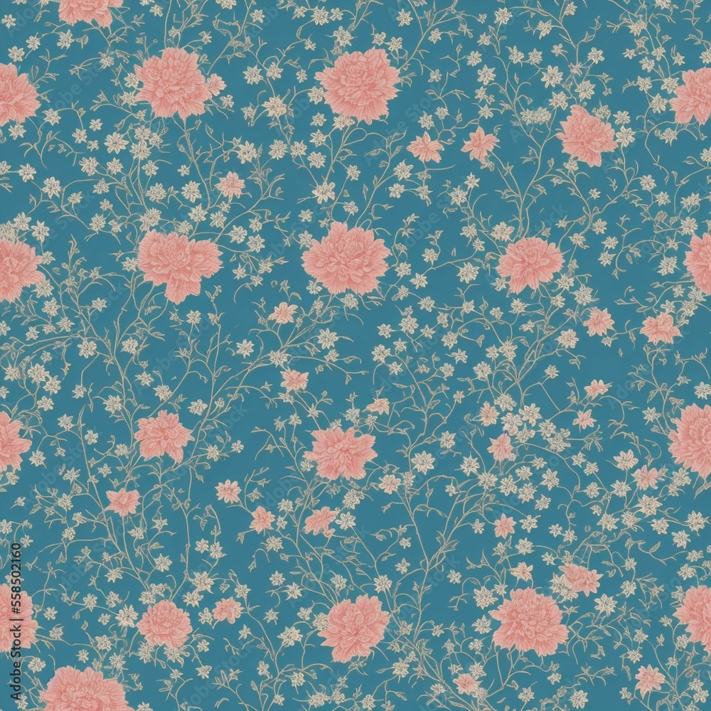 beautiful seamless pattern with flowers, ai beautiful seamless pattern with flowers, ai