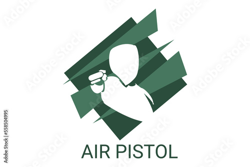 air pistol sport vector line icon. an athlete posing for a shot. sport pictogram, vector illustration.