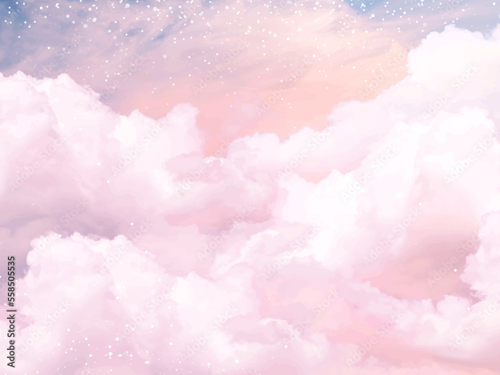 Sugar cotton pink clouds vector design background