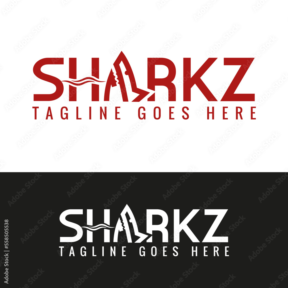 Obraz premium Wild Shark vector Logo for company, real estate, finance and sport. mascot shark sports game vector logo design, Cartoon Shark logo and mascot isolated on white background - Vector,
