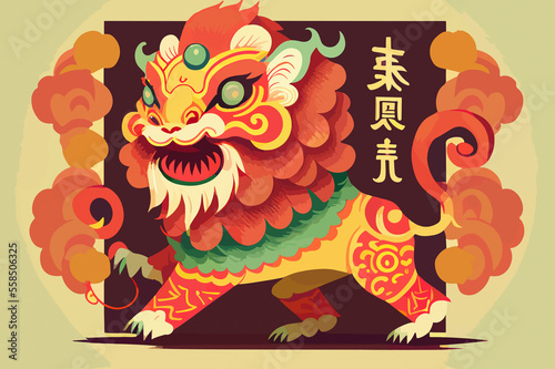 dragon and lion dance banner
