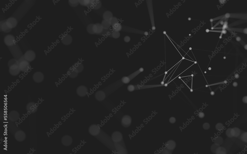 Fototapeta premium Abstract background. Molecules technology with polygonal shapes, connecting dots and lines. Connection structure. Big data visualization.