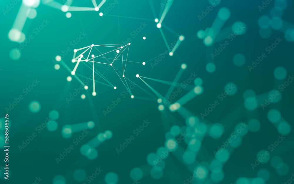 Obraz premium Abstract background. Molecules technology with polygonal shapes, connecting dots and lines. Connection structure. Big data visualization.