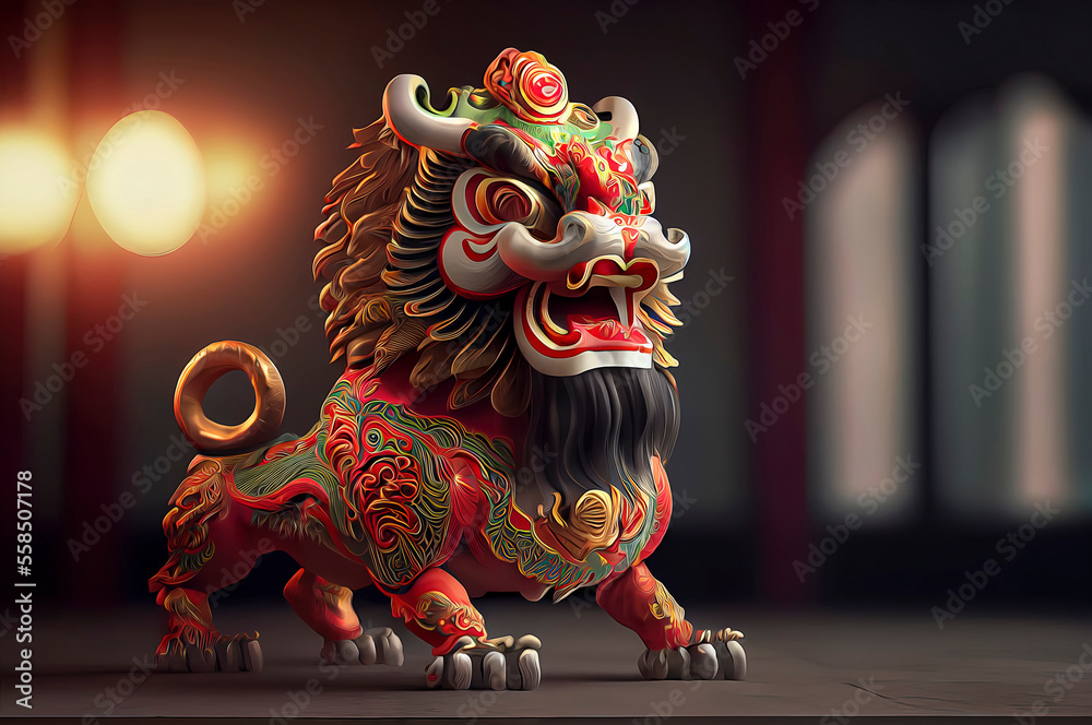 Lion Dance, Chinese New Year illustration