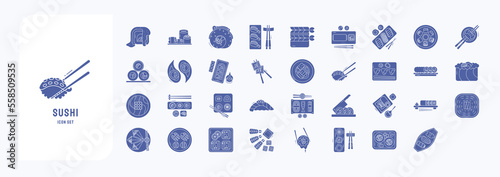 Sushi vector illustration, Japanese food Included the icons as sashimi, maki, sushi roll icon set