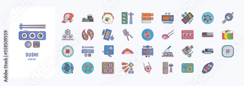 Sushi vector illustration, Japanese food Included the icons as sashimi, maki, sushi roll icon set
