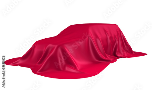 Red Fabric Covered Concept Car isolated on white