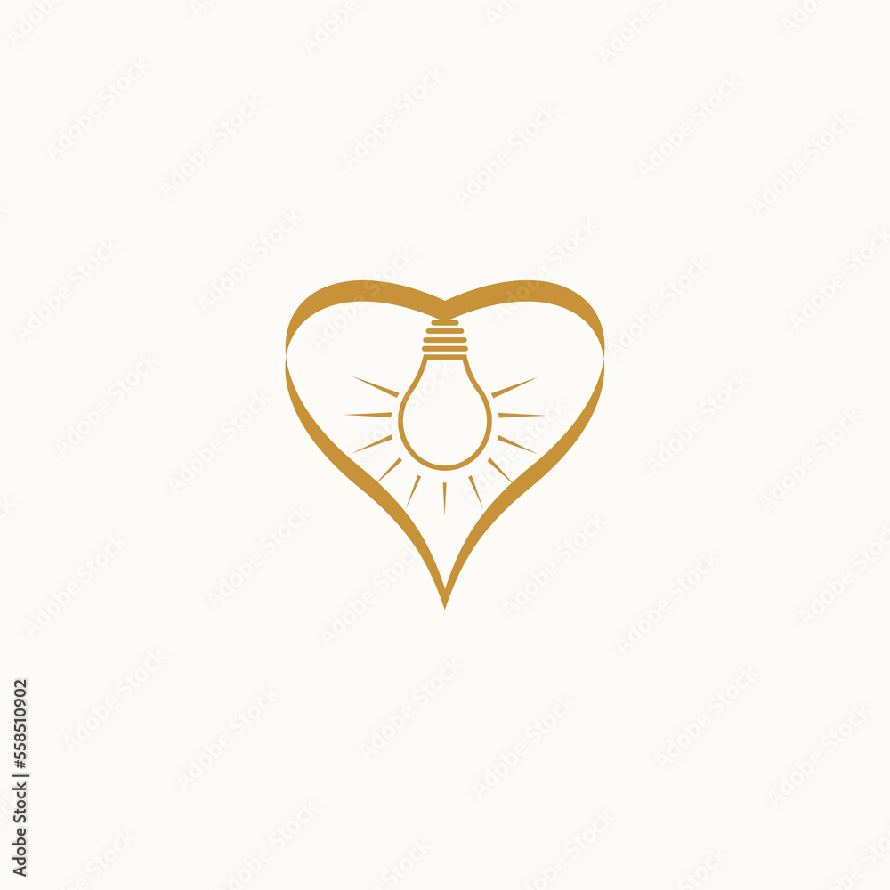 vector light bulb and heart white background vector light bulb and heart white background