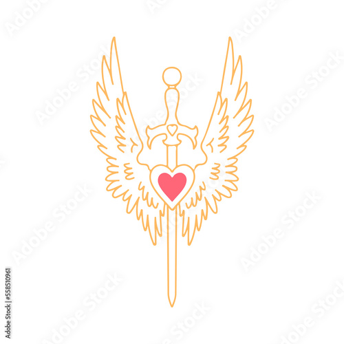 vector illustration of a sword with wings
