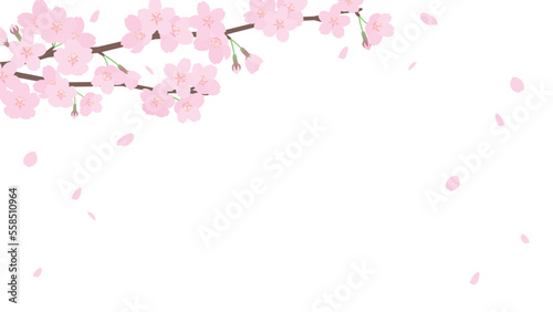 桜と花吹雪のフレームイラスト