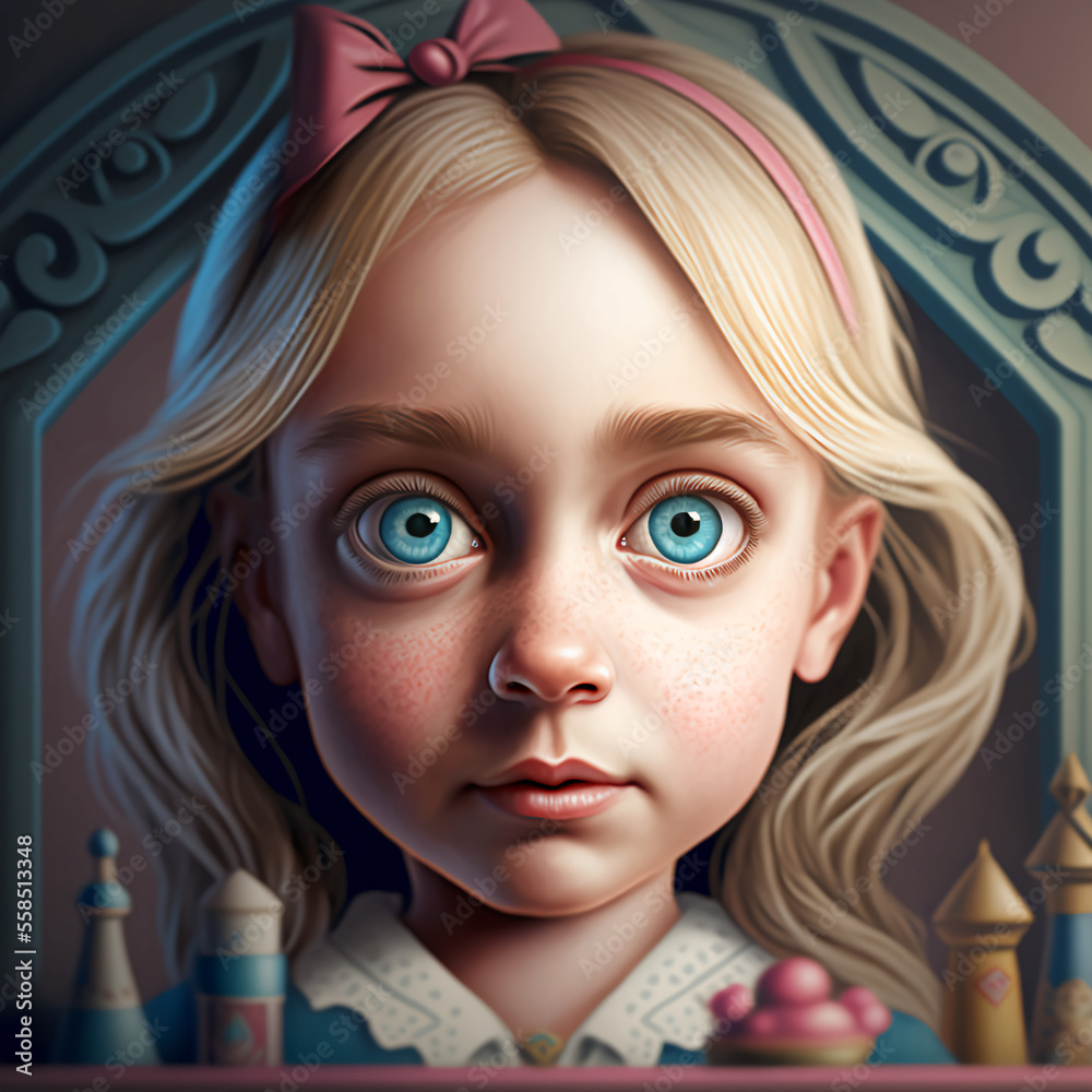 Alice in Wonderland big blue eyes Stock Illustration | Adobe Stock