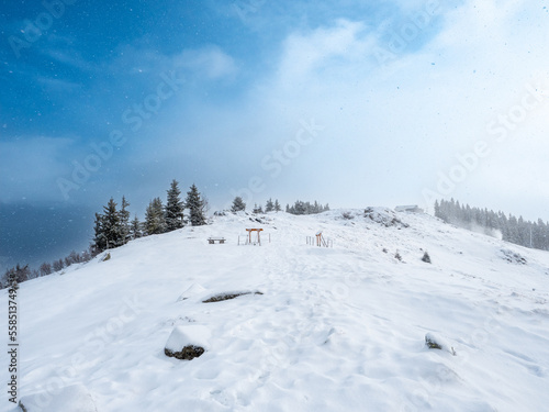 Winter mountain landscape in Austria.