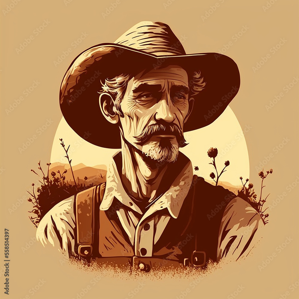 Farmer Vector Art AI Generated Stock Illustration | Adobe Stock